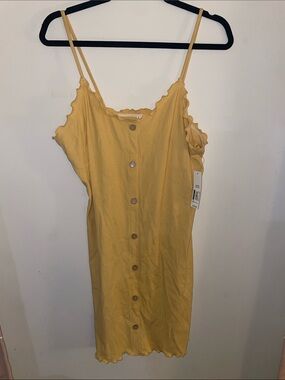 No Boundaries Yellow Button-Front Mini Slip Dress